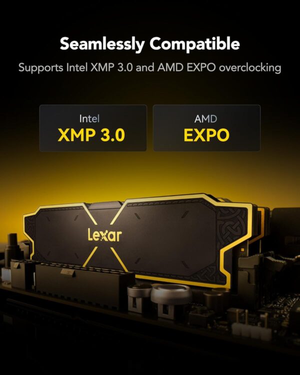 Lexar Thor OC DDR5 RAM 16GB Kit (2x8GB) 6000MHz, DRAM 288-Pin UDIMM Desktop Memory, High Performance Gaming Computer Memory Supports Intel XMP 3.0/AMD Expo, On-die ECC, 1.25V (LD5U08G60C38LG-RGD)