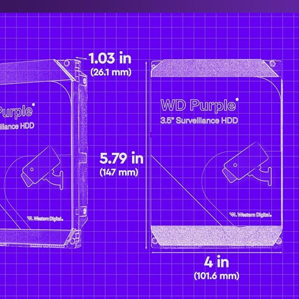 Western Digital WD Purple 4TB Surveillance Hard Drive - Designed for 24/7 Video Recording, AllFrame Technology, Up to 64 HD Cameras