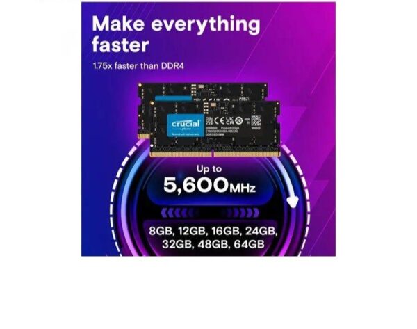 Crucial RAM 32GB DDR5 5600MHz (or 5200MHz or 4800MHz) Laptop Memory CT32G56C46S5
